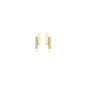 oorknoppen zirkonia 8 mm 14K geelgoud