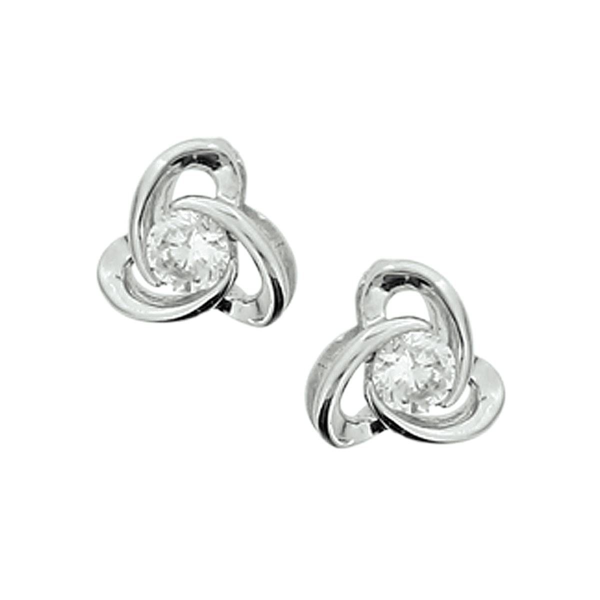 oorknoppen zirkonia zilver gerhodineerd