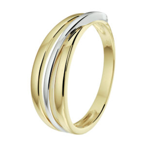 ring 14K bicolor goud geel/wit