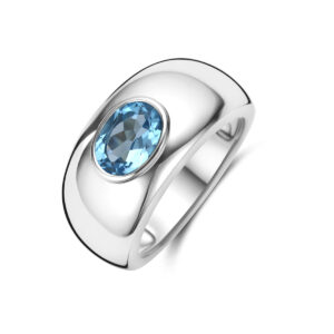 ring blauw topaas zilver gerhodineerd