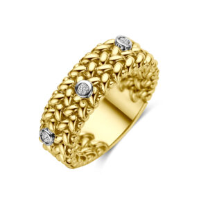 ring diamant 0.09ct g vs 14K bicolor goud geel/wit