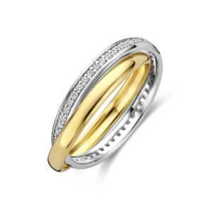 ring diamant 0.27ct h si 14K bicolor goud geel/wit