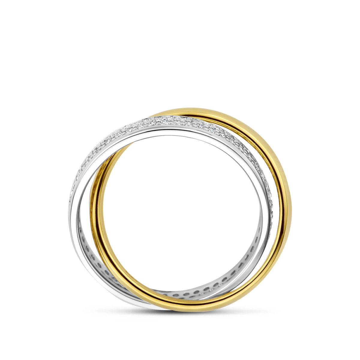 ring diamant 0.54ct h si 14K bicolor goud geel/wit - Afbeelding 3