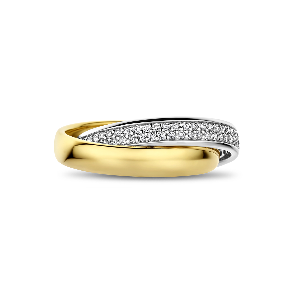 ring diamant 0.54ct h si 14K bicolor goud geel/wit - Afbeelding 4