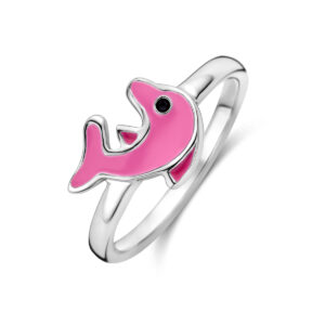 ring dolfijn emaille zilver gerhodineerd