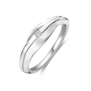 ring lab grown diamant 0.035ct f vs zilver gerhodineerd