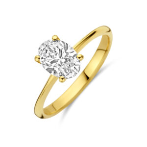 ring lab grown diamant 1.00ct f vs 14K geelgoud