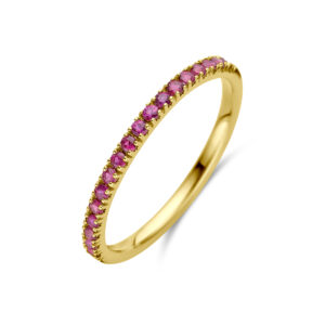 ring met geboortesteen robijn juli 14K geelgoud