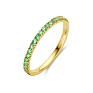 ring met geboortesteen smaragd mei 14K geelgoud