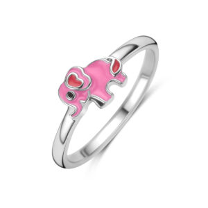 ring olifant emaille zilver gerhodineerd
