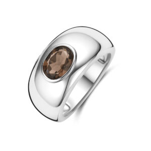 ring rookkwarts zilver gerhodineerd