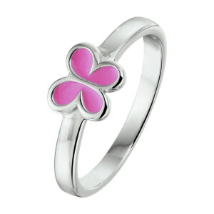 ring vlinder emaille zilver gerhodineerd