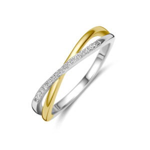 ring zirkonia 3 micron zilver verguld (geel/rhodium)