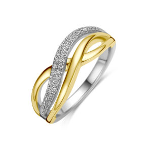 ring zirkonia 3 micron zilver verguld (geel/rhodium)