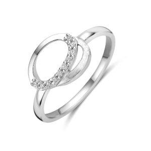 ring zirkonia poli/mat zilver gerhodineerd