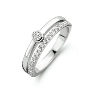 ring zirkonia zilver gerhodineerd
