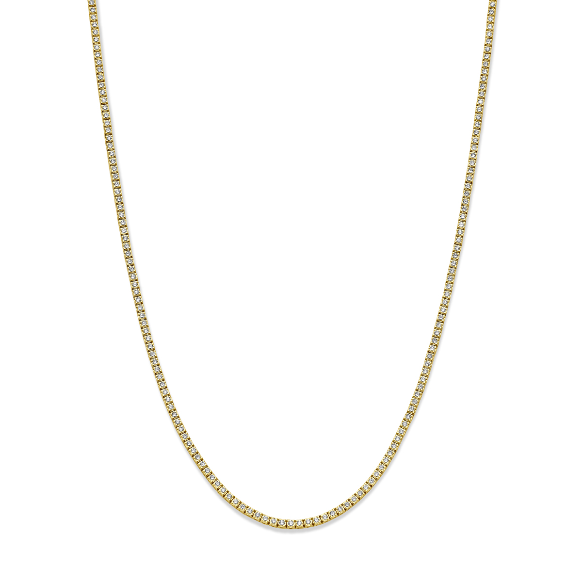 tenniscollier lab grown diamant 5.00ct g si 2,5 mm 42 cm 14K geelgoud