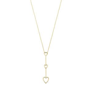 y-collier hartjes 41 + 4 cm 3 micron zilver verguld (geel)