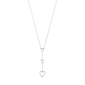 y-collier hartjes 41 + 4 cm zilver gerhodineerd