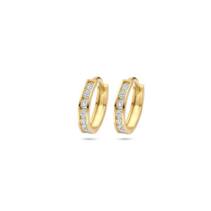 9k klapoorringen zirkonia 12,5 mm 9K geel