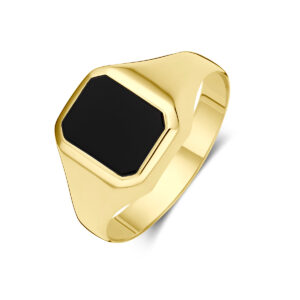 9k zegelring onyx 9K geel