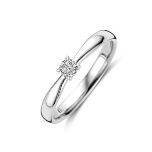 aanzoeksring diamant 0.15ct 14K witgoud