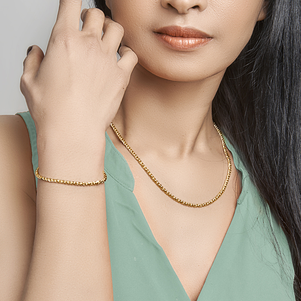 armband draadschakel 2,8 mm 19 cm silgold (geel met zilverkern) - Afbeelding 2