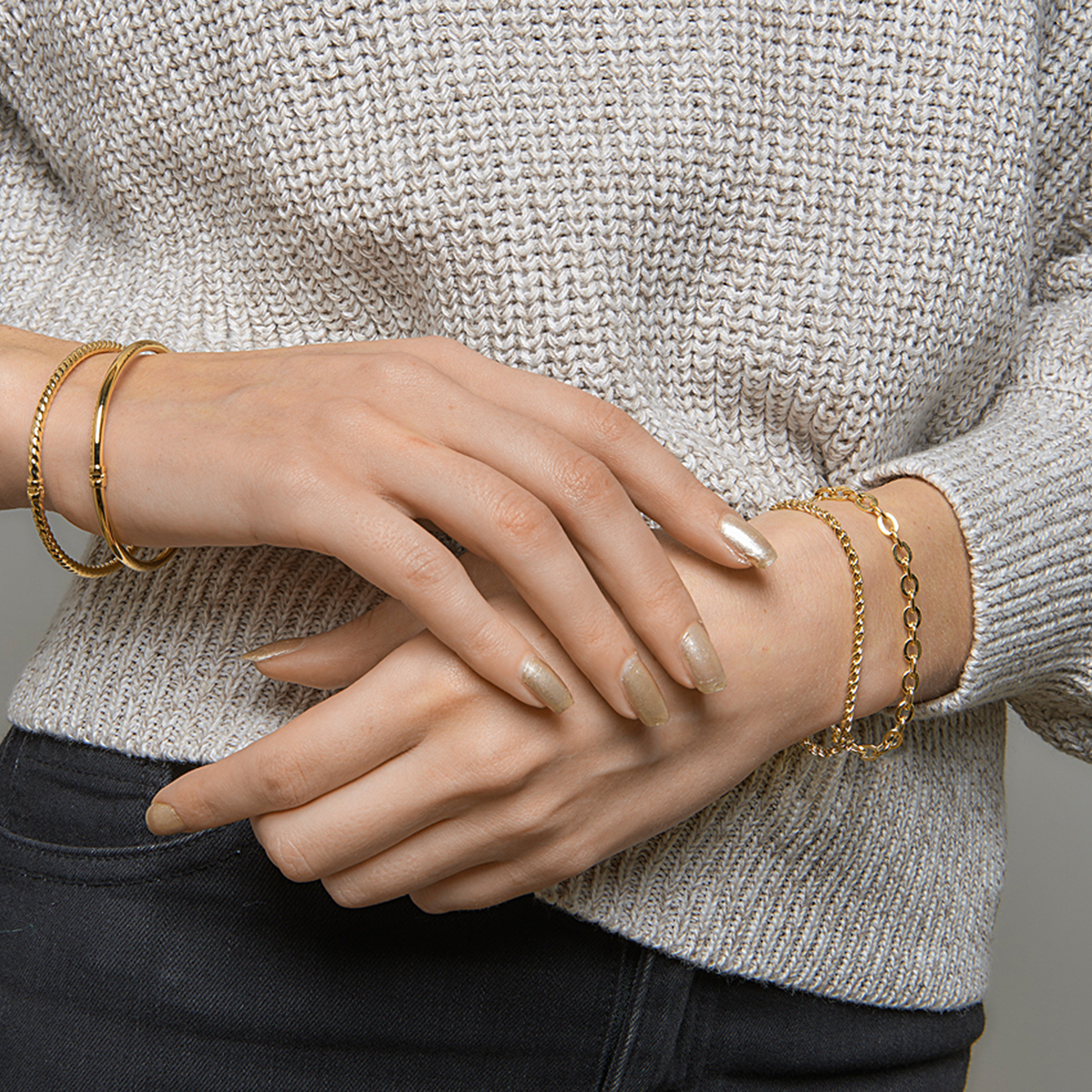armband draadschakel 2,8 mm 19 cm silgold (geel met zilverkern) - Afbeelding 3