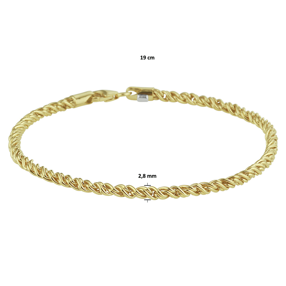 armband draadschakel 2,8 mm 19 cm silgold (geel met zilverkern) - Afbeelding 4