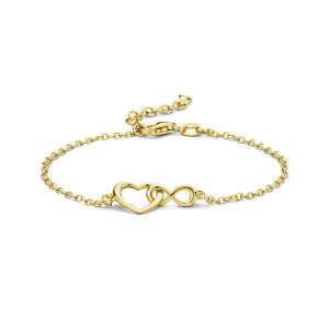 armband hart en infinity 16 + 3 cm 3 micron zilver verguld (geel)