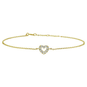 armband hart zirkonia 16,5 - 17,5 - 18,5 cm 14K geelgoud