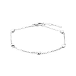 armband hartjes 16,5 - 17,5 - 18,5 cm zilver gerhodineerd