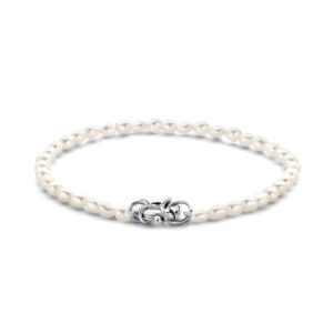 armband parel 3,8 mm 18,5 cm met groot veerslot zilver gerhodineerd