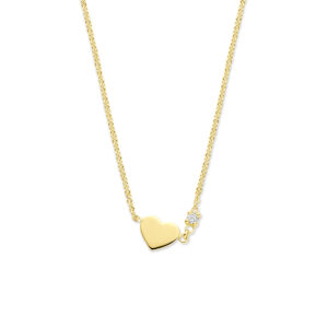 collier hartje diamant 0.02ct h si 40 + 4 cm 14K geelgoud