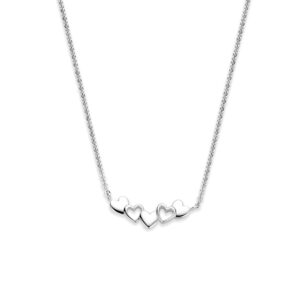 collier hartjes poli/mat 41 - 43 - 45 cm zilver gerhodineerd