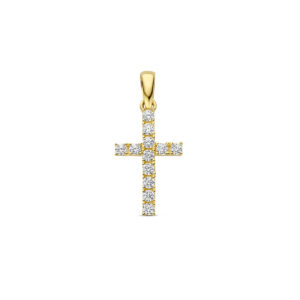 hanger kruis zirkonia 13,5 mm 14K geelgoud