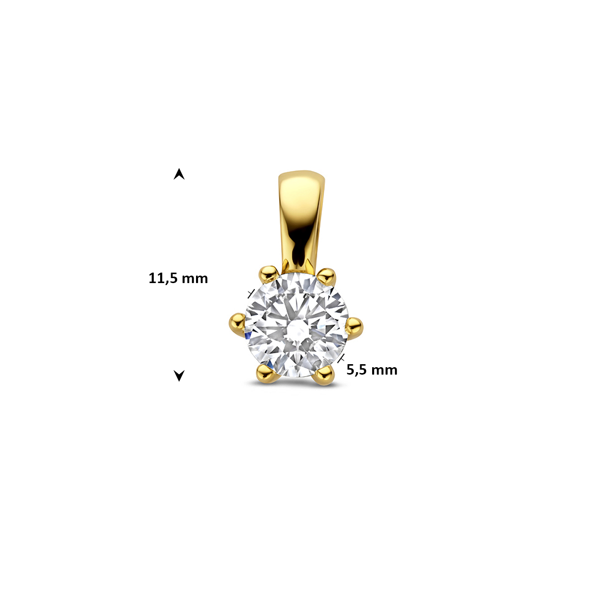 hanger lab grown diamant 0.50ct f vs 11,5 mm 14K geelgoud - Afbeelding 4