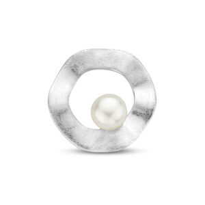 hanger rondje parel gescratcht zilver gerhodineerd
