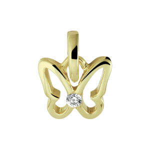 hanger vlinder zirkonia 12 mm 14K geelgoud