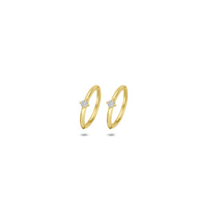 klapoorringen diamant 0.03 (2x 0.015ct) h si 10 mm 14K geelgoud