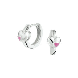 klapoorringen hart emaille zilver wit