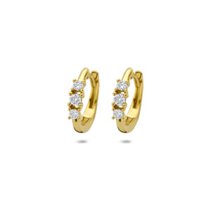 klapoorringen lab grown diamant 0.30ct (2x 0.15ct) f vs 14 mm 14K geelgoud