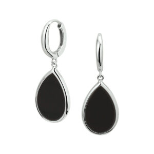 klapoorringen onyx zilver gerhodineerd