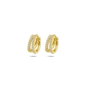 klapoorringen zirkonia 10,5 mm 14K geelgoud