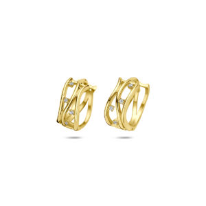 klapoorringen zirkonia 12,5 mm 14K geelgoud