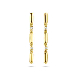 oorhangers diamant 0.06ct (2x 0.03ct) h si 32 mm 14K geelgoud