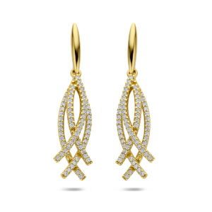oorhangers diamant 0.50ct (2x 0.25ct) h si 34 mm 14K geelgoud