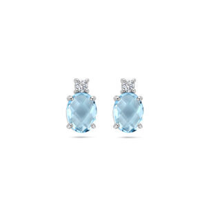 oorknoppen blauw topaas en zirkonia 10,5 mm zilver gerhodineerd