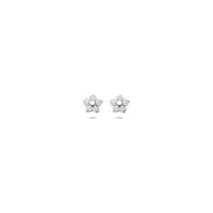 oorknoppen bloem en zirkonia 4,5 mm 14K witgoud