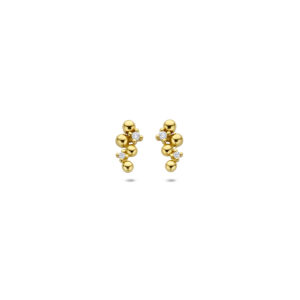 oorknoppen diamant 0.03ct (2x 0.015ct) h p 8,5 mm 14K geelgoud